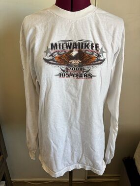 Milwaukee 2008 Eagle Graphic Long-Sleeve Shirt - White. Has 2 spots see pics